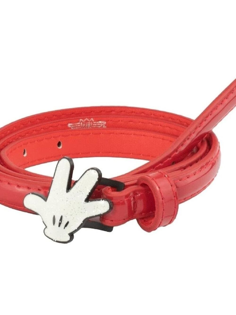 Buckle-Down womens Disney Belt, Mickey Mouse Hand, Red Vegan Patent Leather Belt